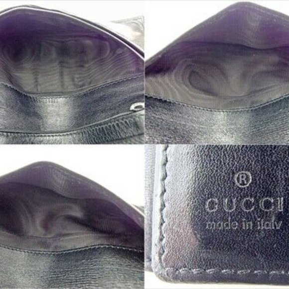 Gucci Long Wallet Sherry Line Black leather Woman unisex Authentic Used T8826 - Picture 4 of 10